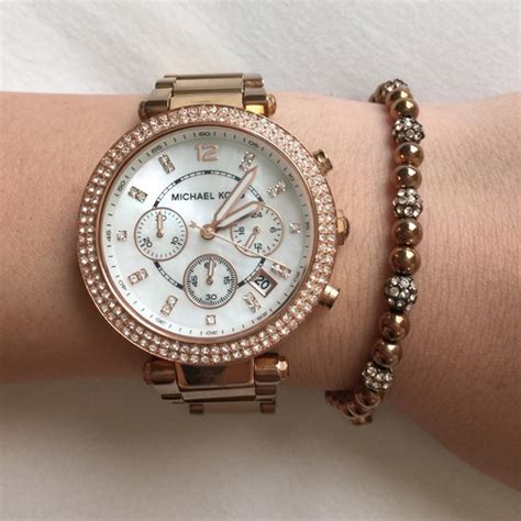 michael kors rose gold parker watch and jewelry case|Michael Kors parker.